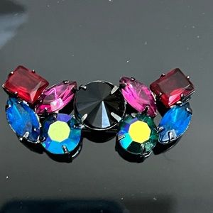Vintage Japanned Multicolor Rhinestones Brooch